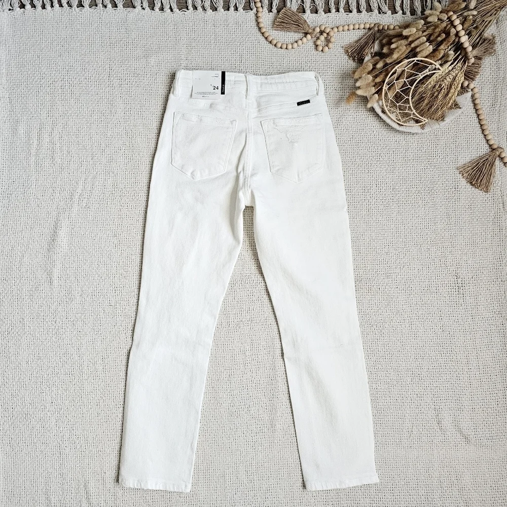 KanCan High Rise Slim Straight Fit Denim Jeans Stretch Distressed White 1/24 NEW - Picture 4 of 13